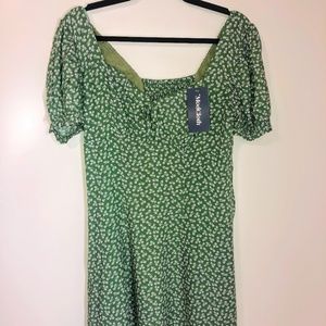 Modcloth The Right Puff Green Ditsy Floral Puff Sleeve Sundress
